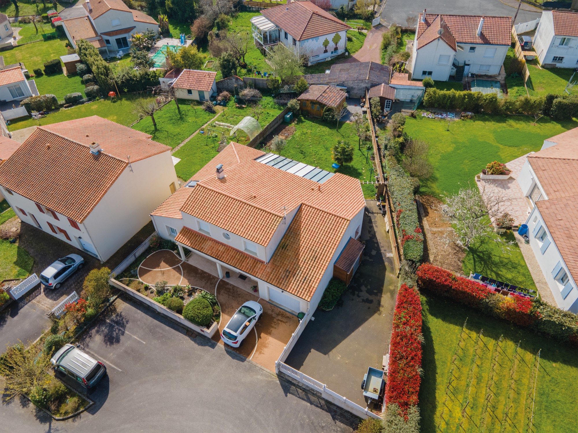 Photo aérienne d'une maison individuelle, pour de la mise en valeur immobilière