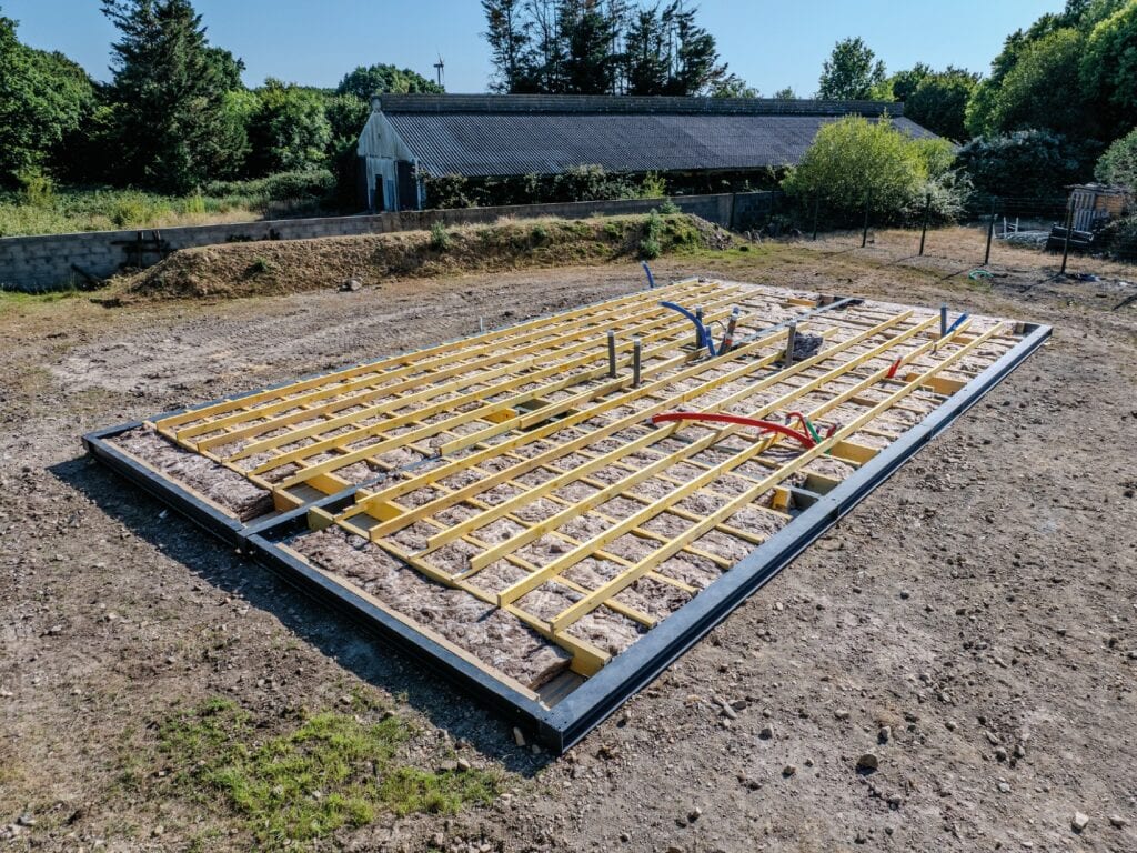 Plancher d'une maison en A par l'architecte challandais Ap2A. Photo drone.