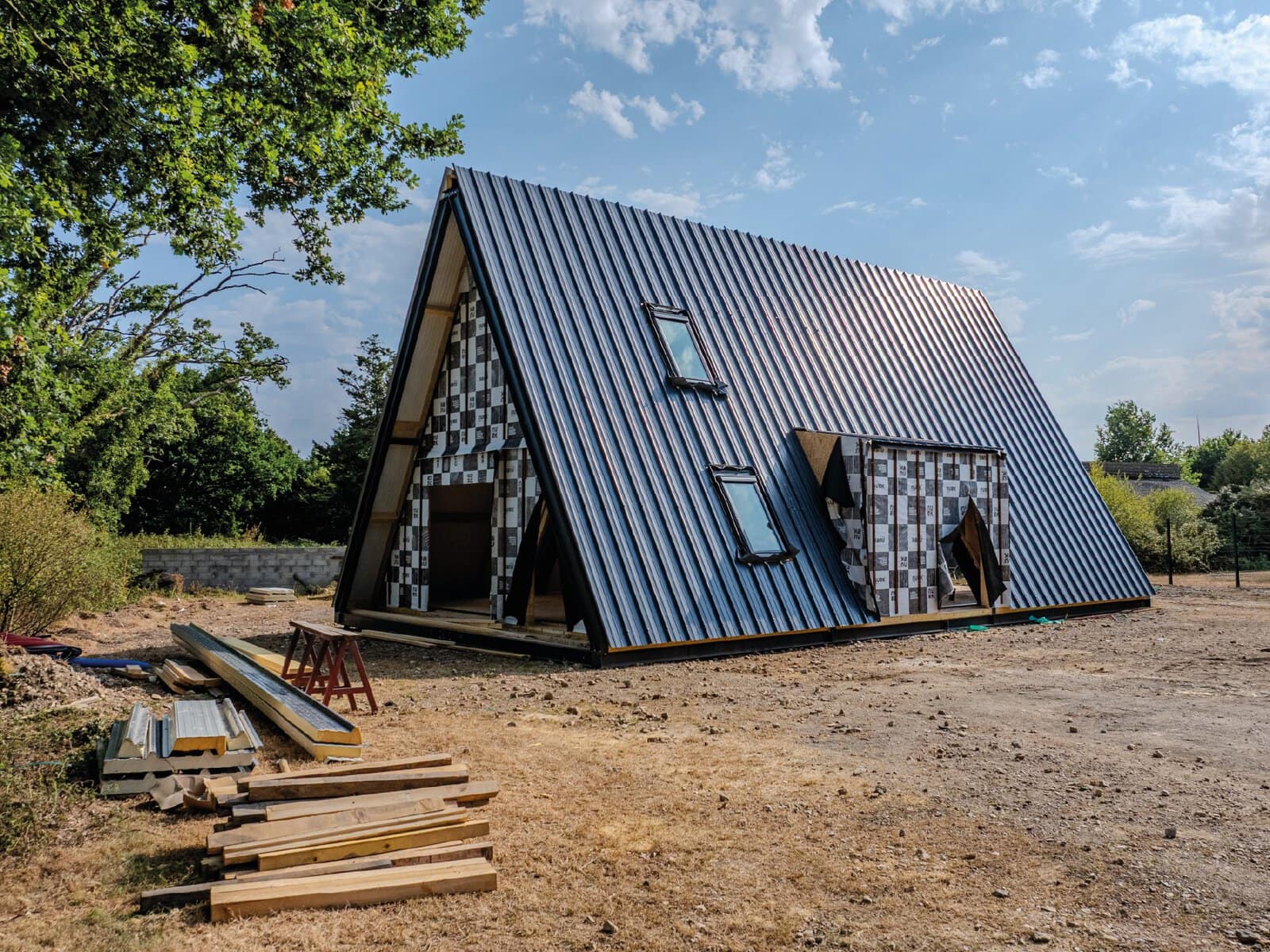 Photographie d'une maison d'architecte, prise dans le cadre d'un suivi de chantier et d'une vidéo de communication finale.